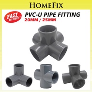 PVC Fitting Connector Joint 3 4 5way Elbow Cross Grey Pipe Penyambung Pipe  20mm 25mmKelabu Paip Air