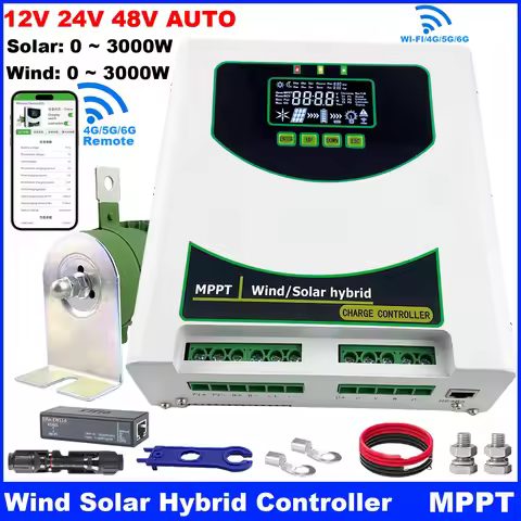 new wifi MPPT Hybrid Controller 4kw 5kw 3000W 12V 24V 48V Auto Charger Wind Turbine Generator Solar 
