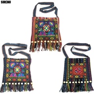 SIRENU Women Shoulder Bag, Fashion Tassels Message Bag, Hmong Tribal Ethnic Embroidery Tapestry Vint