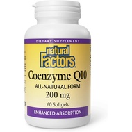 Natural Factors Coenzyme Q10 200 mg, Natural Coenzyme Q10 Supplement for Energy, Heart and Cognitive