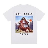 Not Today Satan Jesus vs Satan in O-Neck T Shirt Man/Woman Short Sleeve Tees Tops Dropshipping