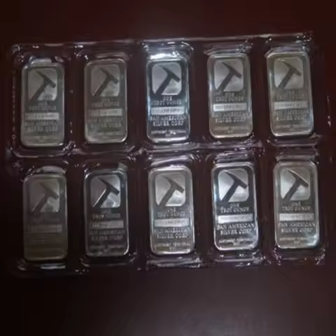 5 pcs (a row) Non magnetic Pan American Silver Plated Bar Hammer ingot Souvenir Metal Coin Gifts Vac