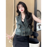 denim vest woman denim jacket woman Denim Vest - Summer Retro Sleeveless Layered Top