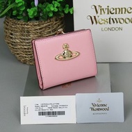 Vivienne Westwood 西太后 短款真皮少女粉紅色二折豬皮紋錢銀包