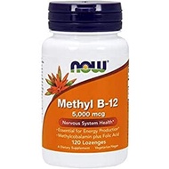 NOW Foods Methyl B12 - Methylcobalamin Plus Folic Acid - 5,000 MCG (120 Lozenges)