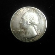 1964美國25美分銀幣，美國25美分硬幣，美國銀幣，銀幣，收藏錢幣，錢幣，幣，紀念幣~1964年美國25美分硬幣單枚價