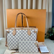 ZZZ LV路易威登白棋盤格neverfull托特包 有子袋 米色內裡 容量大 配色溫柔優雅 日常通勤超合適