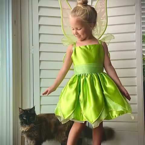 2025 New Arrival Child Green Great Fairy Rescue Fancy Dress Up Toddler Girl Tinker Bell Costume