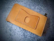 卡夾 卡套 金鞄銀  植鞣革 真皮 l型拉鍊 長夾 護照夾 皮夾 錢包