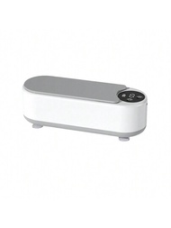 1入組白色和灰色2W超聲波顯示清潔盒，適用於眼鏡/珠寶/牙刷/刮鬍刀，USB可充電震動清潔機，適用於家庭使用