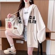 Women's Unisex Loose Form FeltJacket with Stylish Embroidered Letters_Super Cute Big Hat_Thick PE Fe