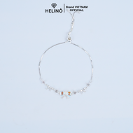 Lắc tay bạc nữ HELINO Nơ đính đá Moonstone đổi màu và nơ đá lấp lánh V45