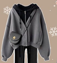 ONE - 加絨加厚衛衣#單件(灰色)【M-4XL碼】【下單後聯系客服確認尺碼】#F105034564