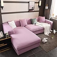 Sectional Couch Covers 1pcs L-Shaped Sofa Covers Softness Furniture Covers L-Type Polyester Fabric Stretch Couch Covers 3 Seater (Purple)