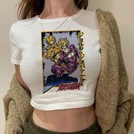 Jojo Bizarre Adventure crop top cute vintage  gyaru babydoll Streetwear y2k cropped 2025 girls tshir