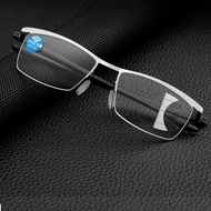 Rectangular Metal Optical Eyeglasses Men Women Progressive Multifocal Reading Glasses +0.75 +1.00 +1