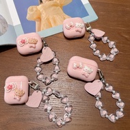 Simple Cute Bear Pink Flower AirPods Pro3 Case AirPods 4/4anc Case AirPods Case For AirPods 1/2/3/4/