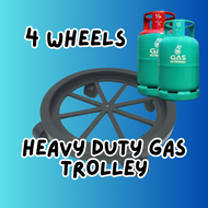 Heavy Duty 39cm Gas Cylinder Trolley with 4 Wheels | LPG Gas Tank Mover / Roda Troli Tong Gas 12KG 1