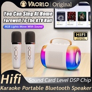 VAORLO Original Karaoke Machine RGB Lights Move With Sound Home Portable Bluetooth 5.3 PA Speaker System With 1-2 Wireless Microphones Family Singing For Kid