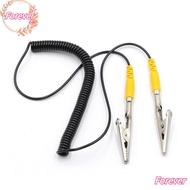 FOREVER Anti-Static ESD Grounding Cable, 2mm Black Coiled Cord, Long Life Span Polyurethane Male-to-