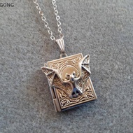 GONG Gothic Flying Bat Book Locket Necklace, Gothic Jewelry, Gothic Necklace, Bats, Vampire Jewelry,