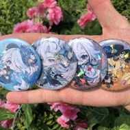Genshin Impact Arlecchino Furina Neuvillette Cosplay Badge Pin Game Anime Laser Tinplate Brooch Acce