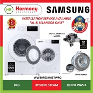 *𝐍𝐄𝐖* SAMSUNG WW80FG3M05TWFQ 8kg Front Load Washer Inverter Hygiene Steam Mesin Basuh