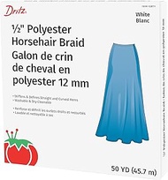 Dritz 789R-12BTY Polyester Horsehair Braid, White, 1/2" x 50-Yards