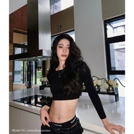 SIMON MADE GC-020 Silky Milk Cotton Short Version Sexy Tight Elastic Long-Sleeved Top Plain Color Mo