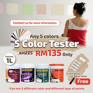 5 Color tester 1 liter_5 Cat dinding warna tester 1 liter_Cat luar / Cat Dalam / Cat Kilat/ Cat Matt
