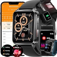 Smart Watch for Men Women 1.7" HD Activity Trackers with Air Pump Blood Pressure Monitor 7 Sports Mode Fitness Tracker with SpO2/Heart Rate/Sleep Monitor for Android IOS,Black