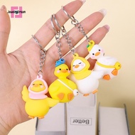 【พร้อมส่ง】แฟชั่นการ์ตูนพวงกุญแจตุ๊กตาเป็ดน่ารักตลกน่ารักกระเป๋าลูกเป็ดน่ารักจี้ความคิดสร้างสรรค์ประณีตเรียบง่ายสีเหลืองสีขาวยางสัตว์พวงกุญแจรถ