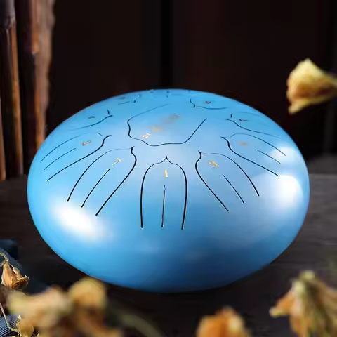 Hluru 10 Inch 11 Notes Glucophone Handpan Steel Tongue Drum Key D Tank Drum Meditation Yoga