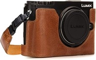 Megagear MG1443 Panasonic Lumix DC-GX9 Ever Ready Genuine Leather Camera Half Case and Strap, Light