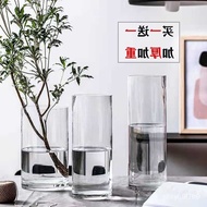 🚓Glass Bottle Vase Floor Straight Large Transparent Glass Vase Vase Living Room Lucky Bamboo Hydroponic Decoration