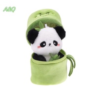 AQ 11cm 2 In 1 Cute Bamboo Tube Panda Plush Tearful Panda Stuffed Animal Plushie Super Soft Plush Pa