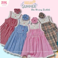 Girls' checkered dress with hair tie AZD566 - Cute checkered dress, cool material, lovely color comb