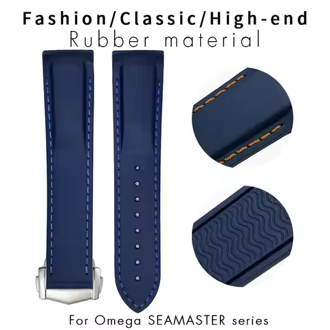 Rubber Curved Watchband for Omega Seamaster 300 AT150 Speedmaster 8900 Planet Ocean 18mm 19mm 20mm 2