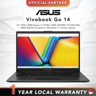 [FAST SHIP] ASUS Vivobbok Go 14 | 14" FHD | AMD Ryzen 5 7520U | 8GB LPDDR5 | 512GB SSD | Windows 11 