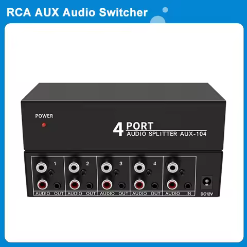 Audio Splitter 1 In 4 Out RCA L/R Aux Stereo Audio Splitter 1X4 Audio Distributor For PC DVD Speaker