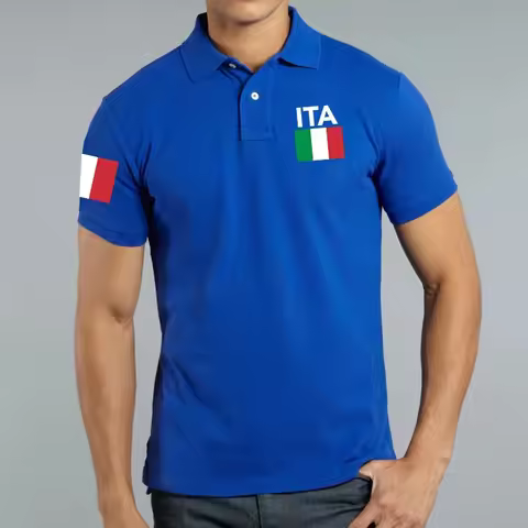 Italy Italia Italian Polo Shirts Men Royal Blue White Brands Printed T Shirt 2023 Cotton Nation Team