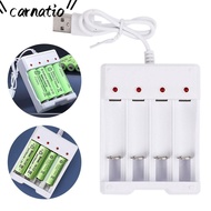 CARNATIOGV AA / AAA Battery Charger Independent Rechargeable 4 Slot USB Battery Charger