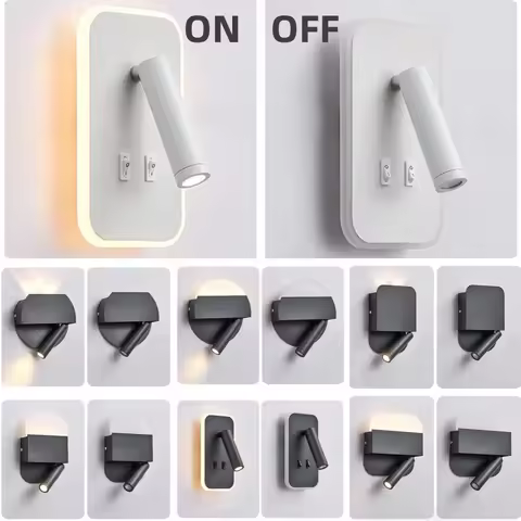 LED Wall Light 220V AC Backlight Rotating Adjustable Spotlight for Hotel Study Reading Bedroom Bedsi