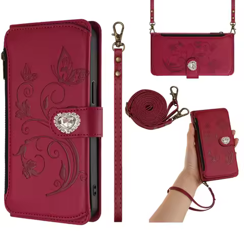 Flower Vine Crossbody Zipper Wallet Case For Asus Zenfone 12 11 Ultra Multi 5 Cards Leather Flip Cov