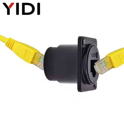 Waterproof D Type RJ45 CAT6 8P8C Socket Connector Panel Mount Extension Ethernet Cable Network Cat 6