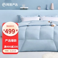 网易严选 【罗永浩推荐】95%白鹅绒被957羽绒被羽毛被春秋被A类抗菌静音不跑绒被芯被子加厚婴幼安全 【科技分区抗菌】浅蓝色 四季被 95%白鹅绒 150*200cm 适合1.2米床