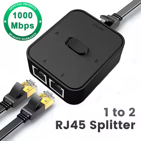 1000Mbps 1 in 2 Out Ethernet Adapter RJ45 Splitter Lan Connector Cat 6 Rj45 Splitter Switch Coupler 