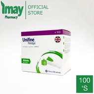 Unifine Pentips Pen Needles 4mm 32G 0.23mm - 100 units/box (Jarum insulin hijau 4mm)