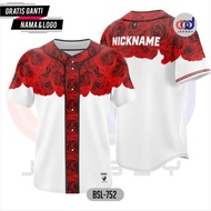 Baseball Jersey - Baseball Shirt Exclusive 3DDesign Floral Motif Men's/Wanita Full Printing and SUbl