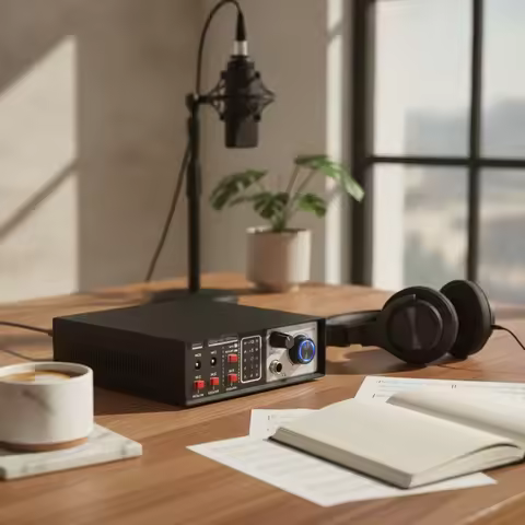 USB Audio Interface Low-Noise Audio Interface with Type-C Mixer Professional Sound Board Tabletop fo